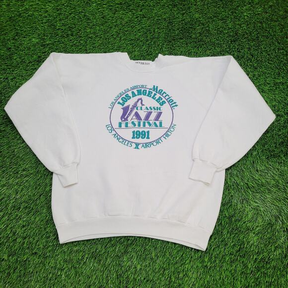 Vintage 1991 Jazz Festival Sweatshirt Womens XL 22x24 White - Picture 1 of 11